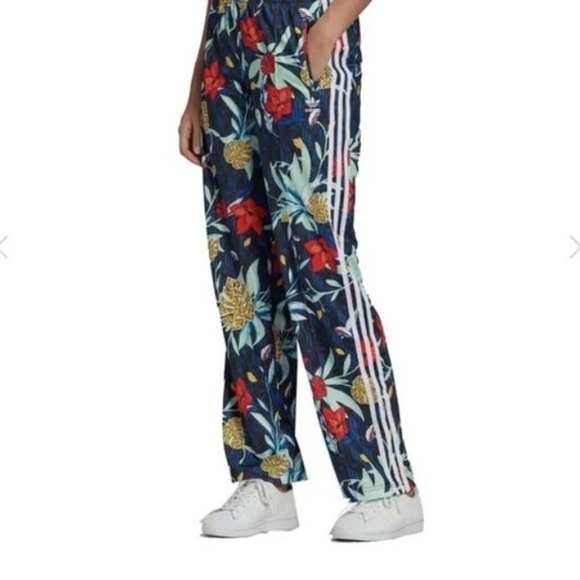 adidas Pants - adidas Floral Track Pants - Blue and Red